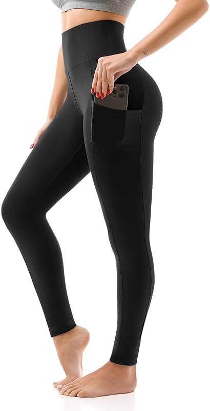 SINOPHANT High Waisted Leggings with Pockets Women, Full Length Capri Buttery Soft Stretchy Yoga Pants - Product Image