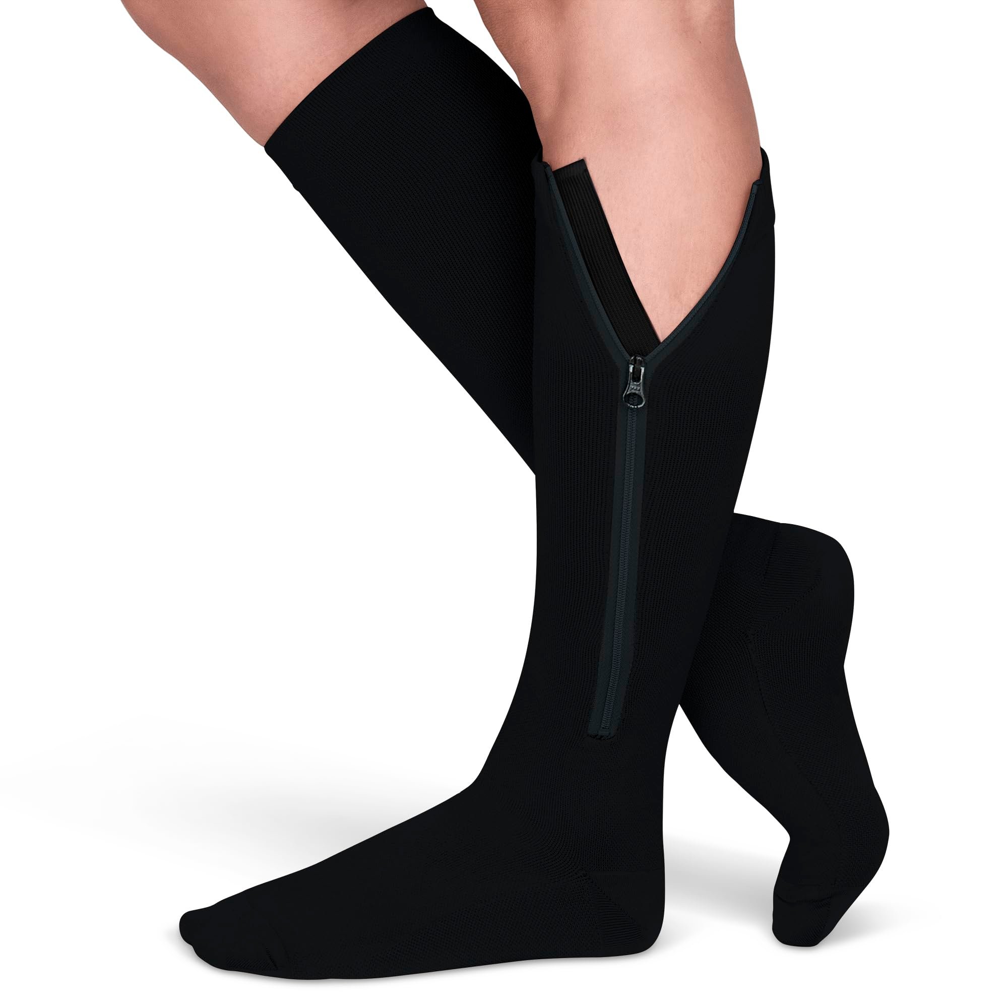 TheraMagic® Zipper Compression Socks for Men & Women, 20-30mmHg Closed Toe Graduated Zippered Compression Stocking - Product Image