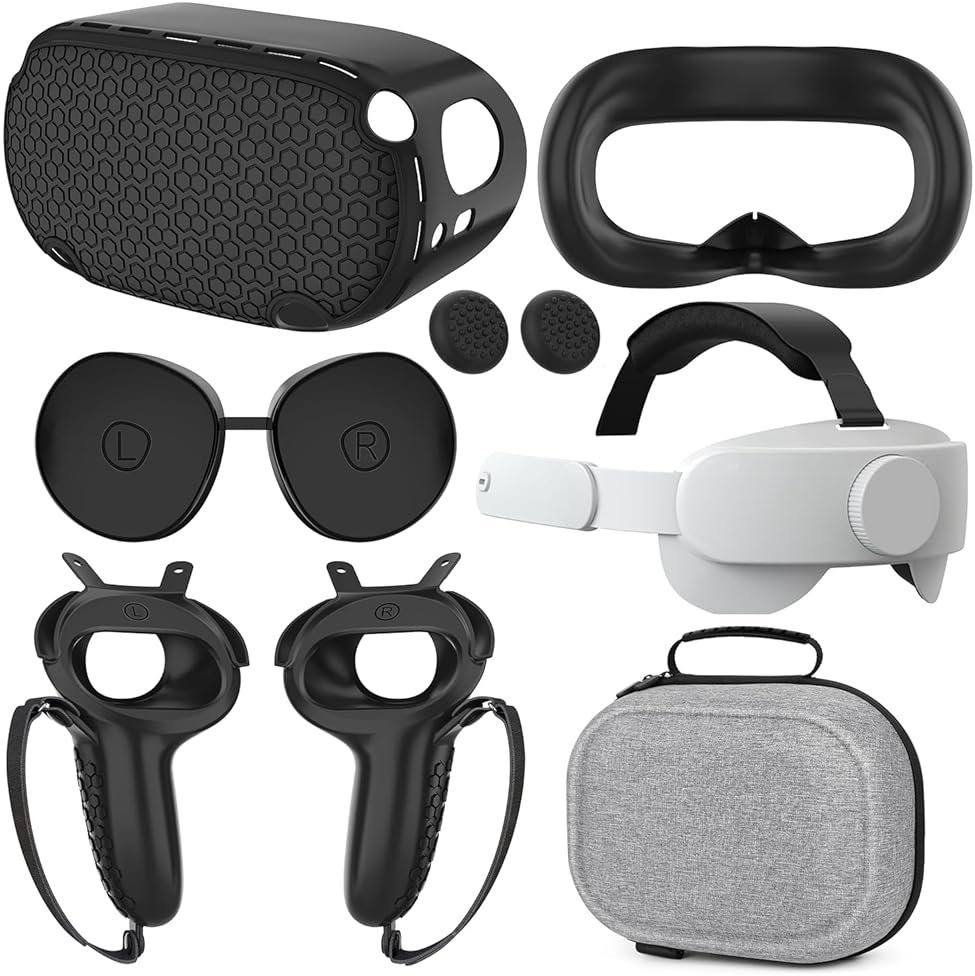 Quest 2 Accessories - Head Strap, Case, Face Cover, Controller Grips, Joystick Cover, Lens Protector - Product Image
