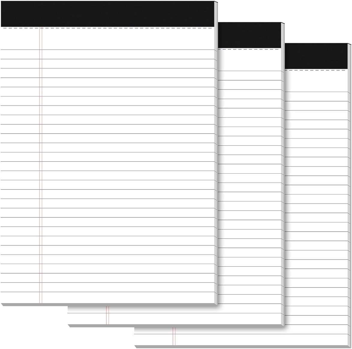 Legal Pads 8.5 x 11 Writing Pads, 3 Pack Note Pads 8.5 x 11 Wide Ruled Pads of Paper, Micro Perforated Notepad 8.5'' x 11'' Lined Paper Pads, Thickness Paper with Strong Cardboard, 30 Sheets per Pad - Product Image