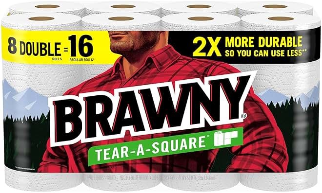 BRAWNY® TEAR-A-SQUARE® PAPER TOWELS, 8 DOUBLE ROLLS - Product Image