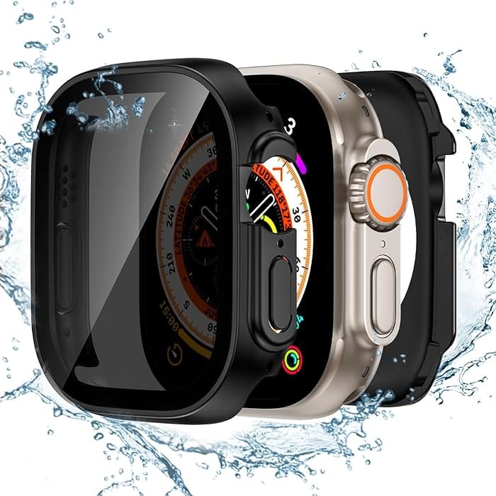 Tensea (2-in-1 for Waterproof Apple Watch Ultra 3/Ultra 2/Ultra Screen Protector Case 49mm, iWatch Protective PC Face Cover Built-in Privacy Tempered Glass Film [26° Anti Spy] [360° Full Protection] - Product Image