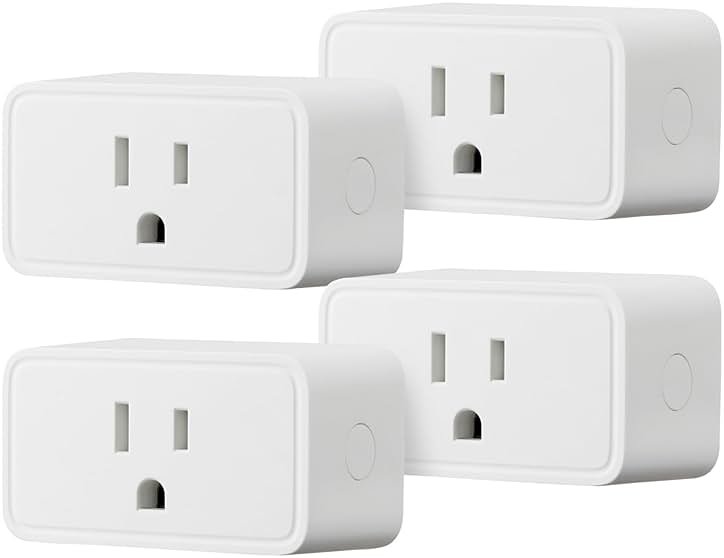 Amazon Basics Smart Plug, Works with Alexa Only, Voice Control, Remote APP Control, Schedule, Compact Design, Versatile, 2.4 GHz Wi-Fi, No Hub Required, 4-Pack, White - Product Image