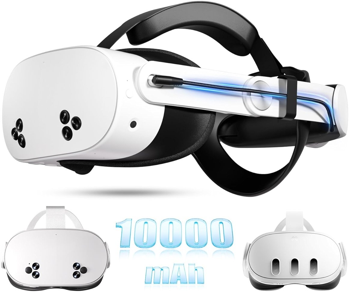10000mAh Battery Head Strap for Meta Quest 3/3S - Elite Strap with Battery Pack Accessories Fast Charger to Extend Quest 3/3S 2-4H Playtime - VR Stocking Stuffers for Men - Mens Stocking Stuffers - Product Image