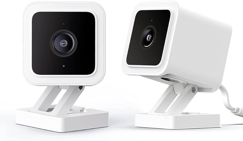 WyzeCamera v3 1080p HD Indoor/Outdoor Plug-in Smart Home Security Cameras, Color Night Vision, 2-Way Audio, MicroSD Card Slot, Compatible with Alexa - White, 2-Pack - Product Image