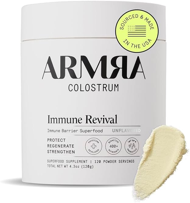 ARMRA Colostrum Powder | Unflavored | Gut Health & Bloating | Skin & Hair | Immunity | Keto, Gluten & Fat-Free | 120 Servings - Product Image
