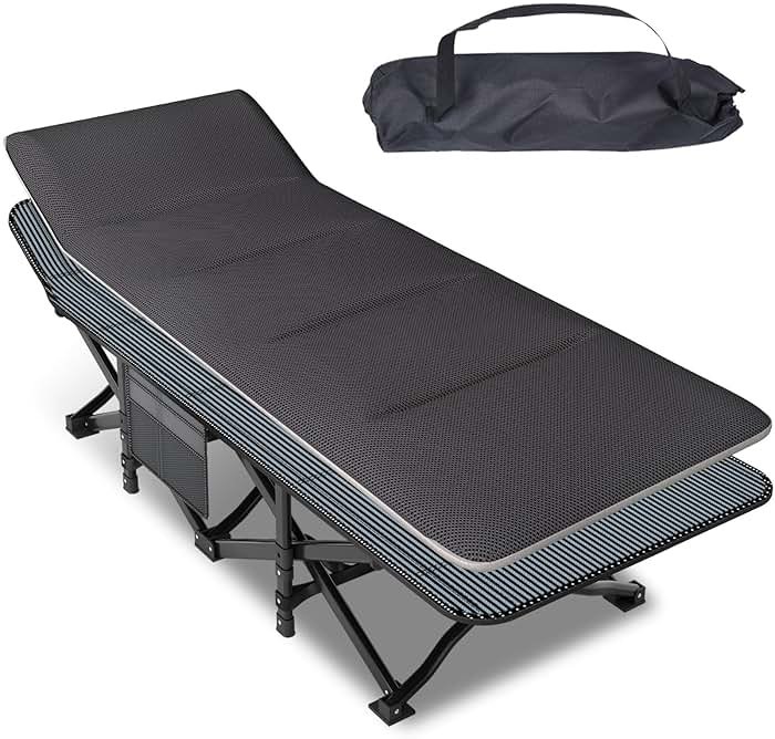Mopaicot Camping Cot for Adults, Folding Bed with Comfortable Cushion, Tent Portable Sleeping Bed with Carry Bag for Camp, Office Use, Outdoor, Traveling Supports 450 lbs - Product Image