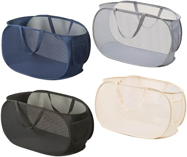 LATERONON 4 Pcs Collapsible Laundry Baskets, Opening Laundry Hamper, Foldable Laundry Basket, Dirty Clothes Basket for Clothes & Home Organization - Product Image