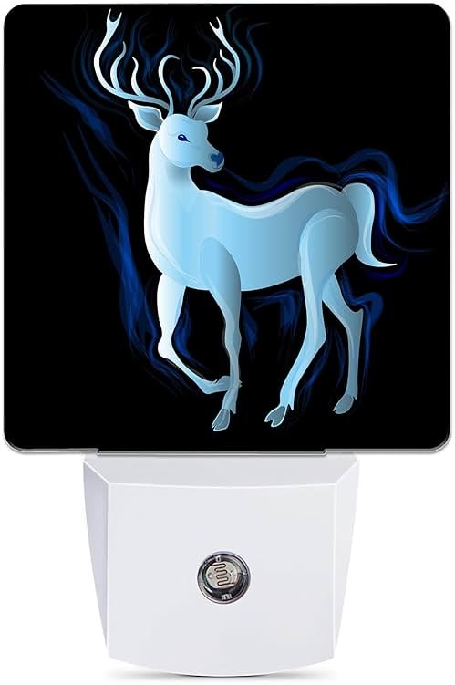Jopowide Blue Deer Night Light, Northern Lights Night Lights Plug into Wall Decor for Bedroom, Bathroom, Hallway, Kitchen, Dusk to Dawn Sensor Nightlights for Women Men Room Gifts - Product Image