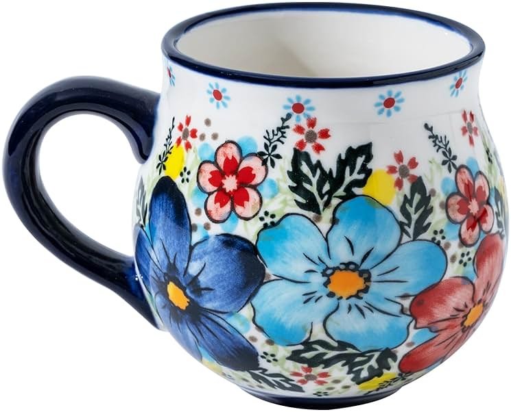 ALMA 12oz Handpainted Microwave Safe Coffee Mug, Unique Ceramic Tea Mug For Girl Friend,Mother, Woman(Assorted Flowers,Medium) - Product Image