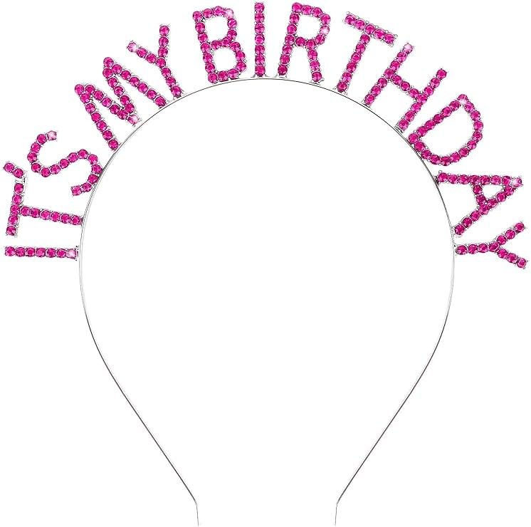 ACO-UINT Costume Headwear Hot Pink Birthday Crown for Girls and Women, It's My Birthday Headband, Happy Birthday Decorations Gifts for Women - Product Image