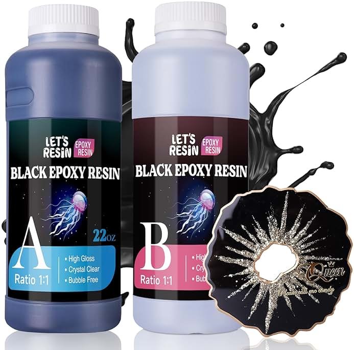 LET'S RESIN EPOXY RESIN Black Resin Epoxy,44OZ Bubble Free & High-Gloss Epoxy Kit,Self Leveling and Hardener for Art Crafts,Jewelry Making,Resin Molds - Product Image