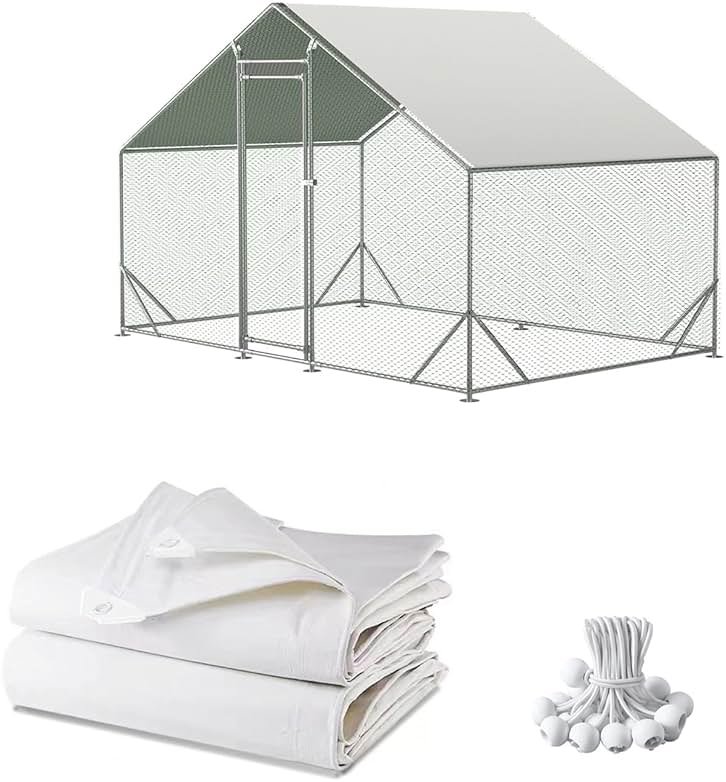 Chicken Coop Cover Waterproof and UV, 11.3 * 6.3 FT Chicken Run Cover for Winter with Ball Bungees Cords, Shade Cloth for Large Chicken Coop, Walk-in Chicken Run Pen, Chicken Coop Tarp (1 Pack) - Product Image