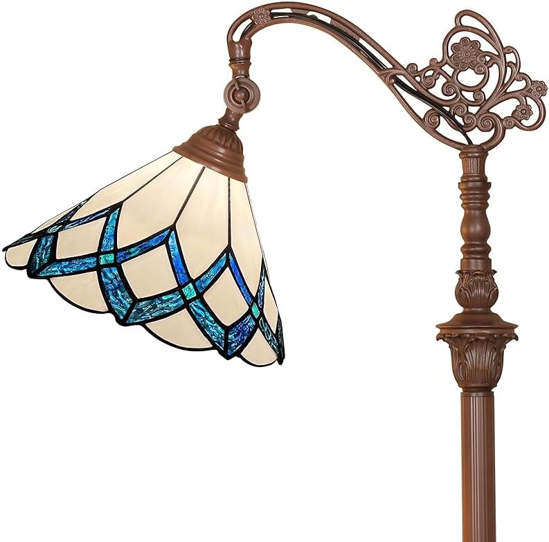 Capulina Tiffany Lamp Stained Glass Floor Lamp 62 Inches Tall Romantic Soft Light Arched Adjustable Angle Tiffany Style Reading Floor Lamp for Living Room Bedroom Home Office - Product Image