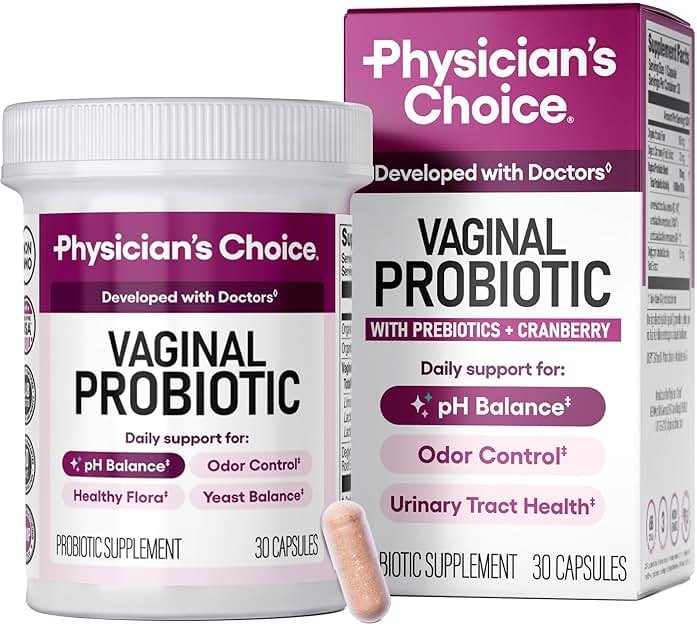 Physician's CHOICE Vaginal Probiotics for Women - pH Balance, Odor Control, Yeast Balance, Vaginal Flora & Feminine Health - 6B CFU with Organic Prebiotics and Cranberry Extract - 30 CT - Product Image
