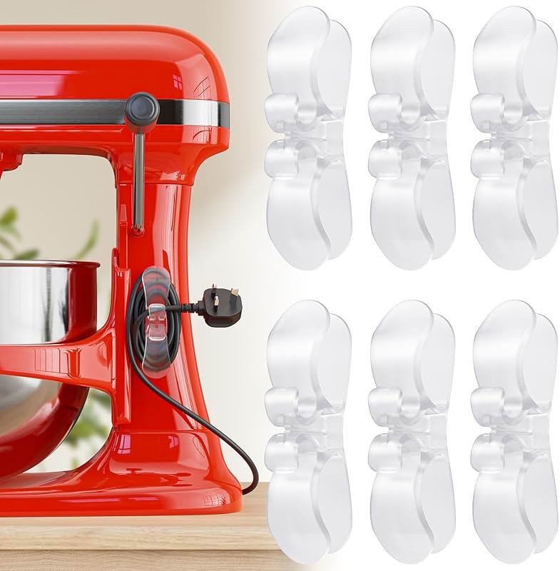 6PCS Clear Cord Organizer for Appliances, Kitchen Appliance Cord Organizer Stick On, Appliance Cord Holder, Cord Wrappers, Cord Winder for Pressure Cooker, Air Fryer, Blender, Coffee Maker, Toaster - Product Image