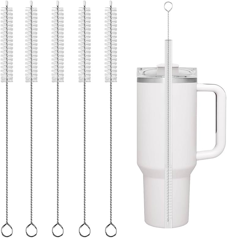 Stanley Straw Cleaner Brush, Reusable Extra Long for 40/30/20 oz Stanley Mug, 10mm Wide Drinking Straws Cleaning Brush for Sippy Cup, Water Bottle and Tubes (5Pcs) - Product Image