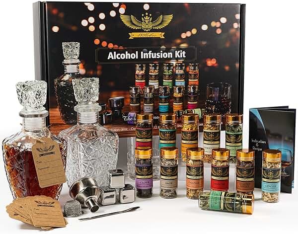 WillsCoo Alcohol Infusion Kit for Infusing Whiskey, Gin, Vodka, Tequila, Rum - DIY Your Own Flavored Spirits with Natural Ingredients - Anniversary, Birthday Gift for Men, Husband - Product Image