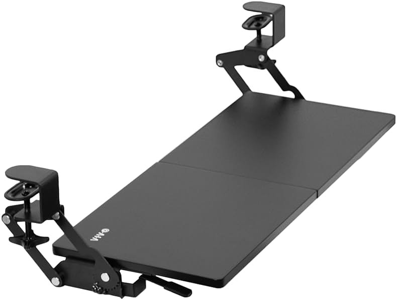 VIVO Large Clamp-on 27 (33 Including Clamps) x 11 inch Computer Keyboard and Mouse Tray with 12 Setting Swinging Height Adjustment, Platform Drawer for Typing, Black, MOUNT-KB08V - Product Image