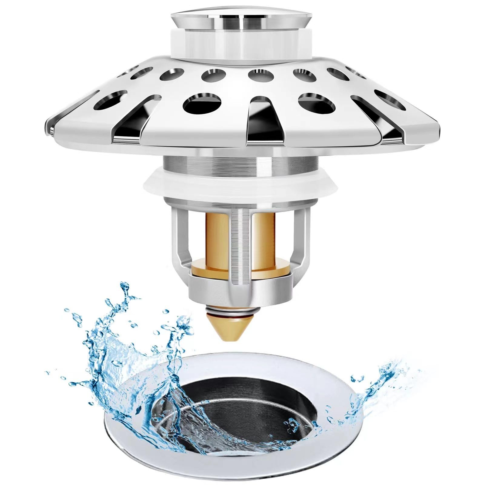 AzWzz Bathroom Sink Stopper,Sink Hair Catcher,Bathroom Sink Drain Strainer Pop Up Drain Cover Plug,Universal for 1.1 to 1.65in Sink Drain Hole - Product Image