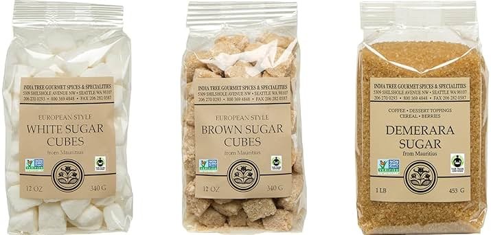 India Tree Coffee & Tea Sugar Variety Pack - White, Brown, and Demerara Sugar - Product Image