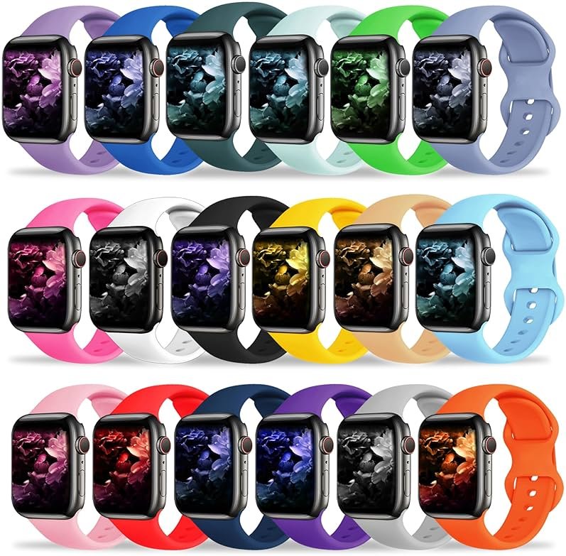 Kounlsyam 18 Pack Bands Compatible with Apple Watch Band 49mm 46mm 45mm 44mm 42mm 41mm 40mm 38mm for Women Men, Sport Silicone Breathable Strap for iWatch Series Ultra 11 10 9 8 SE 7 6 5 4 3 2 1 - Product Image