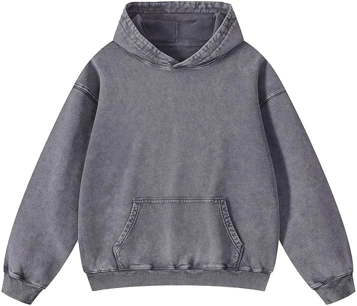 Ystävä Oversized Hoodie for Men Trendy Washed Sweatshirt for Adult Loose Fit Cotton Pullover for Youth - Product Image