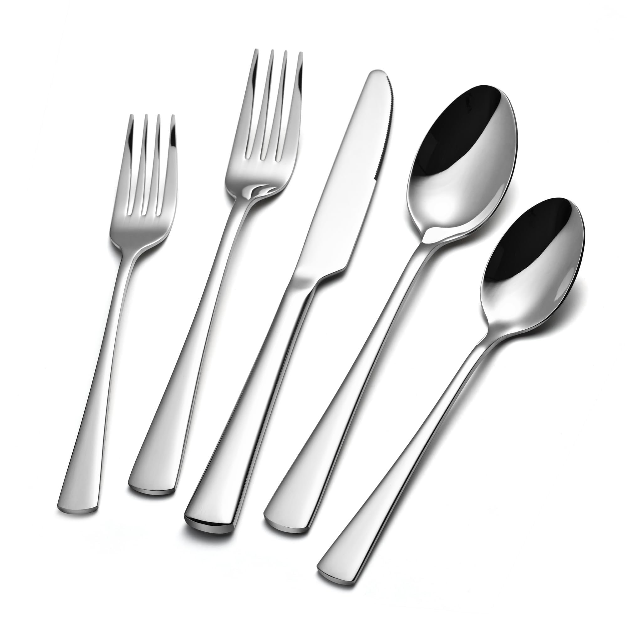 KINGSTONE Forged Silverware Set for 8, 40-Piece 18/10 Stainless Steel Flatware Set, Utensils Including Knife Fork and Spoon, Mirror Polished Cutlery Set for Home, Restaurant, Wedding, Dishwaher Safe - Product Image
