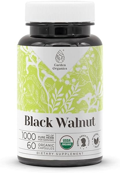 Black Walnut USDA Organic 60 Capsules | High-Potency Natural Supplement | Certified Organic Vegetarian Capsules and Organic Black Walnut (Juglans Nigra) Dried Hull (60 Capsules) - Product Image