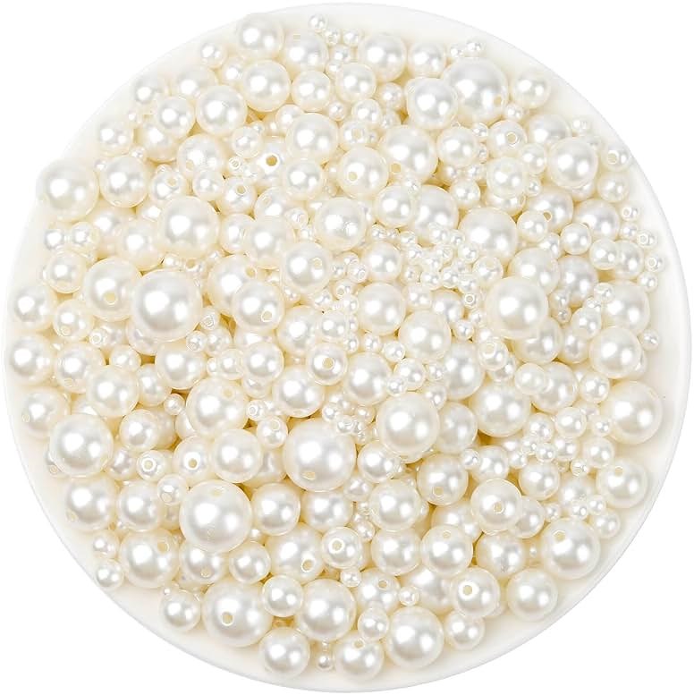 Anezus 2205Pcs Pearls for Craft, Assorted Sizes Fake Pearl Beads, Sew on Pearls, Bulk Loose Pearl Beads with Holes for Jewelry Making, Bracelets, Necklaces, Hairs, Decoration, Vase Filler - Product Image