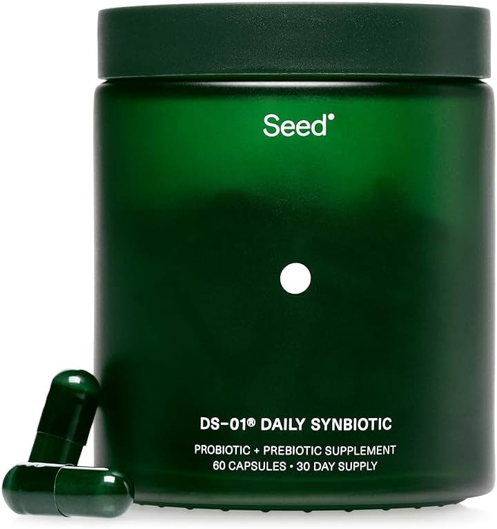 Seed DS-01 Daily Synbiotic - Prebiotic and Probiotic for Women & Men - Digestive Health, Gut Health, Immune Support, Bloating & Constipation Relief - Vegan & Shelf-Stable - 30-Day Starter (60ct) - Product Image