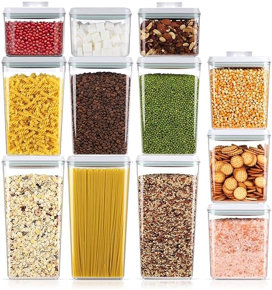 Melovom 12 Pcs Pop Food Storage Containers Airtight Food Storage Containers Set with Lids Kitchen Pantry Organization and Storage, 3.4Qt, 2.8Qt, 2.1Qt, 1.2Qt - Product Image