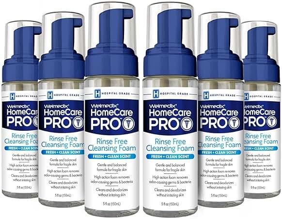 Welmedix No Rinse Cleansing Foam - Rinse Free & Waterless Body Wash, 3-in-1 Shampoo & Foaming Cleanser, Hospital Grade & pH Balanced - Pack of 6 - Product Image