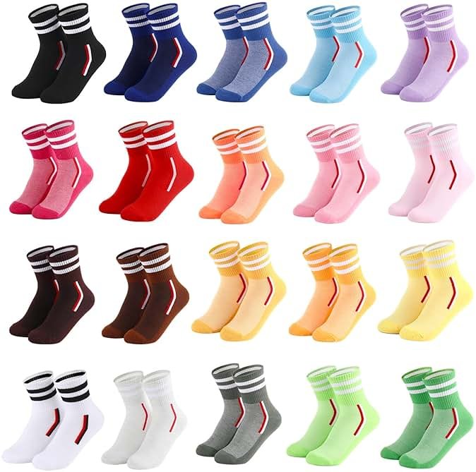 IDALOP 20 Pairs Women‘s Colorful Athletic Crew Socks Casual Soft Lightweight Quarter - Product Image