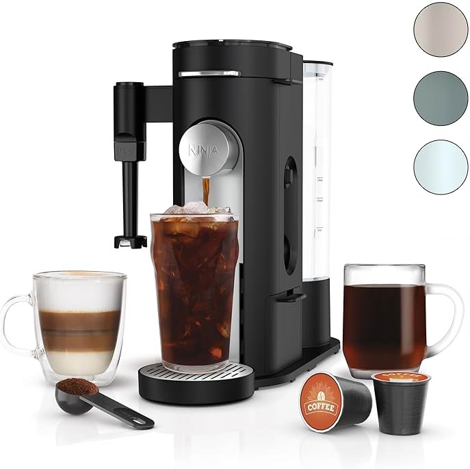 Ninja PB051 Pods & Grounds Specialty Single-Serve Coffee Maker, Compatible with K-Cups, Built-In Milk Frother, 6-oz. Cup to 24-oz. Travel Mug Sizes, Black (Renewed) - Product Image