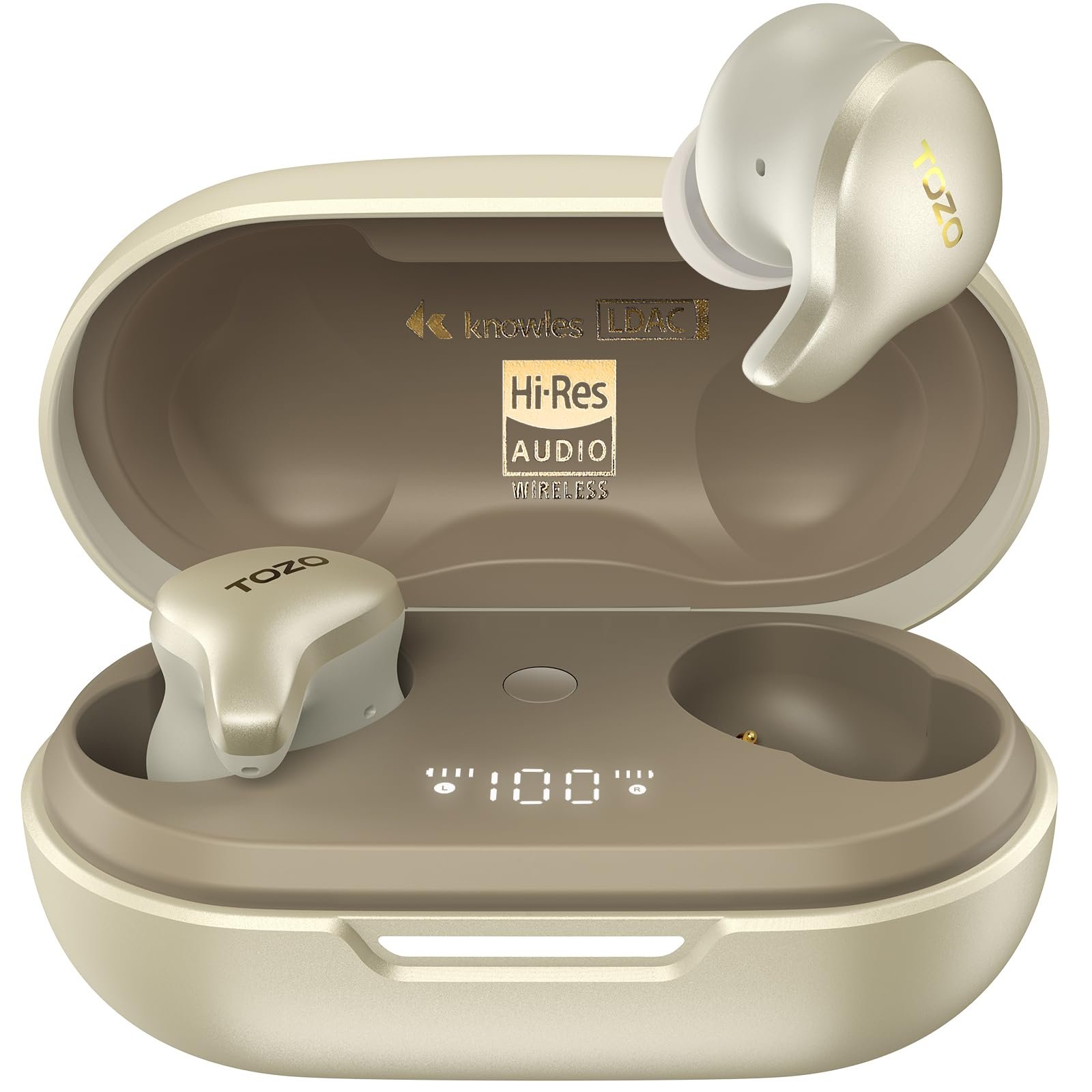 TOZO Golden X1 Wireless Earbuds Balanced Armature Driver and Hybrid Dynamic Driver, Bluetooth Headphones OrigX Pro, LDAC & Hi-Res Audio Wireless, Noise Cancellation Headset Champagne - Product Image