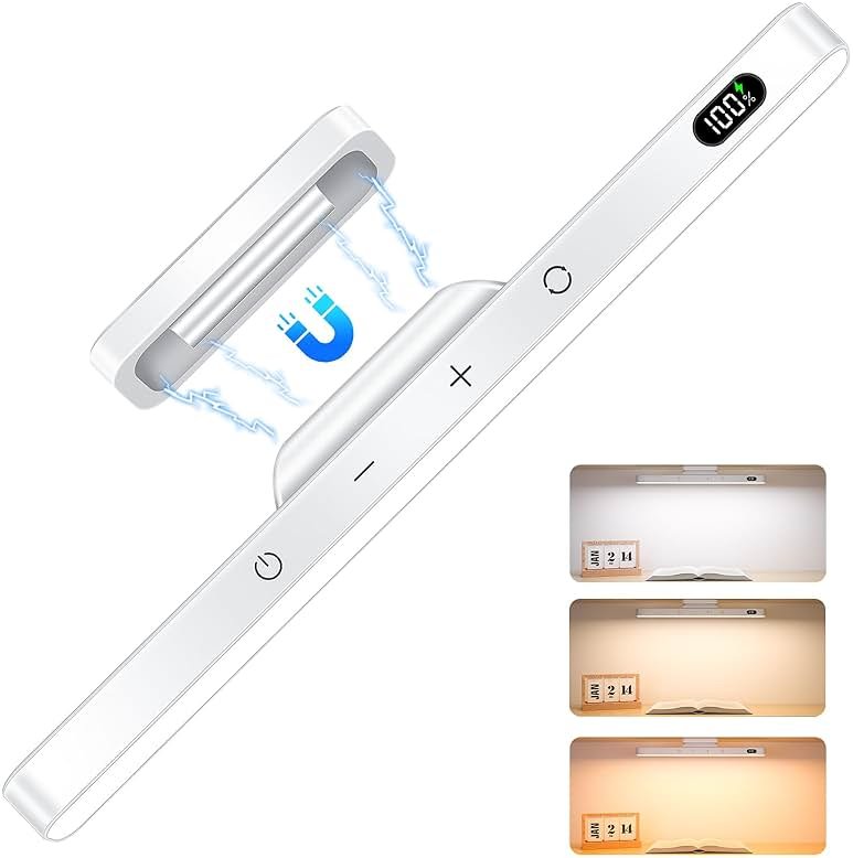 Ferswe 5W Rechargeable Light Bar - Touch Control 3-Color Adjustable, 120 LED Mirror Light with Magnetic Base, Battery Powered Stick-on Lamp for Cabinet, Closet, Kitchen, Bedroom, Bathroom, Wall - Product Image