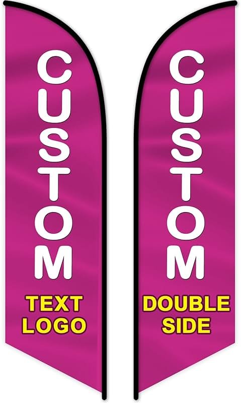 Custom Advertising Feather Flags for Business Outside - Personalized Double/Single Sided Feather Banner Flags with Logo Text - Product Image