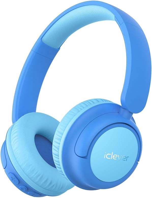 iClever BTH22 Kids Bluetooth Headphones, 60H Play Time, USB C Fast Charging, Bluetooth 5.4, AUX Cord,Safe Volume 74/85 dBA,Toddler Headphones for iPad/Tablet/Travel/School, Blue - Product Image