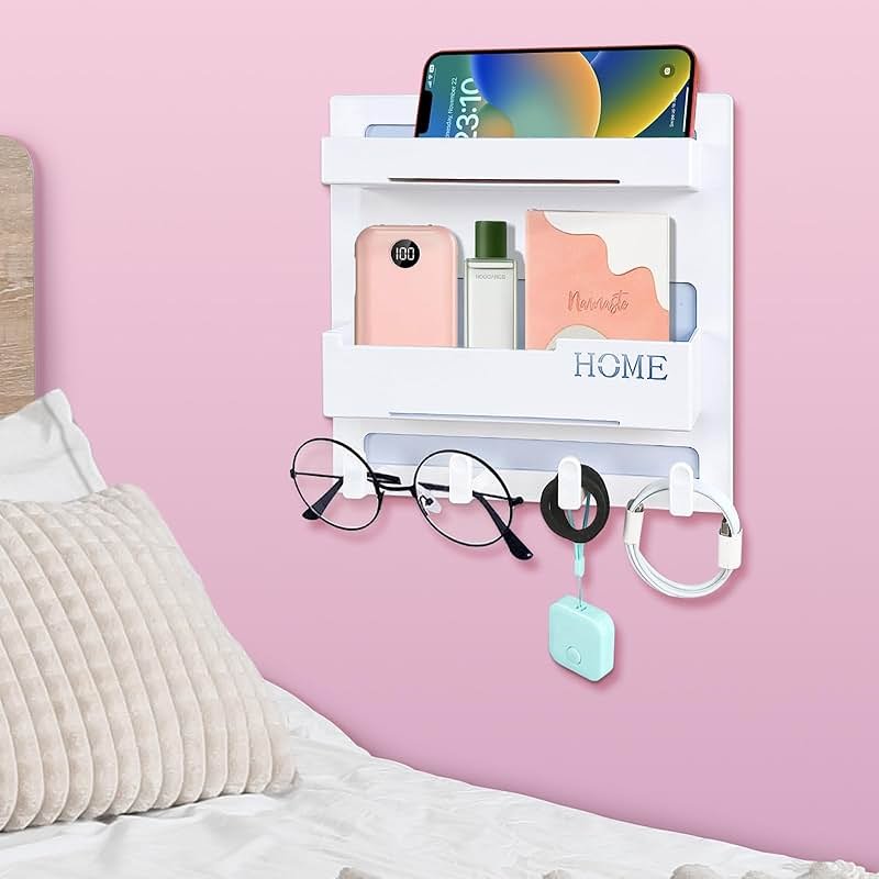 CHENYAOAI Bedside Shelf Accessories Organizer, Wall Mount Self Stick On, Cute Room Decor Aesthetic, Girls Room Decor, Cool Stuff for Bedroom Storage and Organization - Product Image