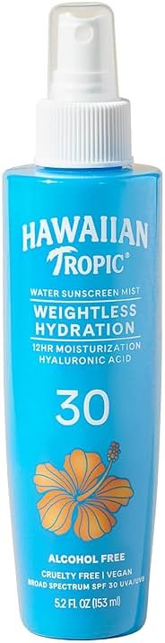 Hawaiian Tropic Weightless Hydration Water Mist for Body SPF 30, 5.2 Fl Oz | Hawaiian Tropic Body Spray Sunscreen Mist, Water Based SPF 30, Non-Aerosol Sunscreen Spray, 5.2 Fl Oz - Product Image