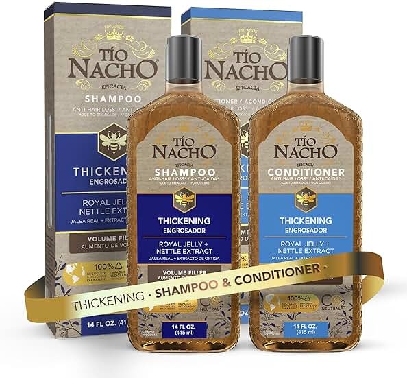 Tio Nacho Thickening Shampoo & Conditioner Set for Thinning Hair – Hair Loss Shampoo for Men & Women + Thickening Conditioner with Natural Extracts to Volumize Hair – Paraben Free, 14 fl oz Each - Product Image