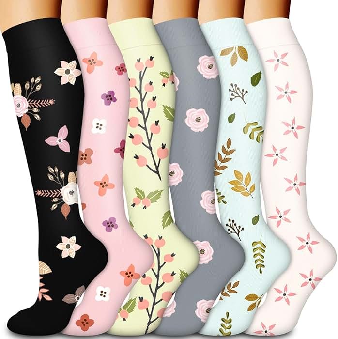 Laite Hebe Compression Socks for Women & Men Circulation(6 pairs)-Graduated Supports Socks for Running, Athletic Sports - Product Image
