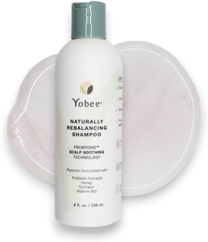 Yobee Rebalancing Shampoo – Sulfate-Free Dry, Flaky & Itchy Scalp Care | Probiotic Shampoo with Organic Honey, Turmeric, Vitamin B12 & Oat | Dandruff, Eczema & Psoriasis Relief | Doctor Founded - Product Image