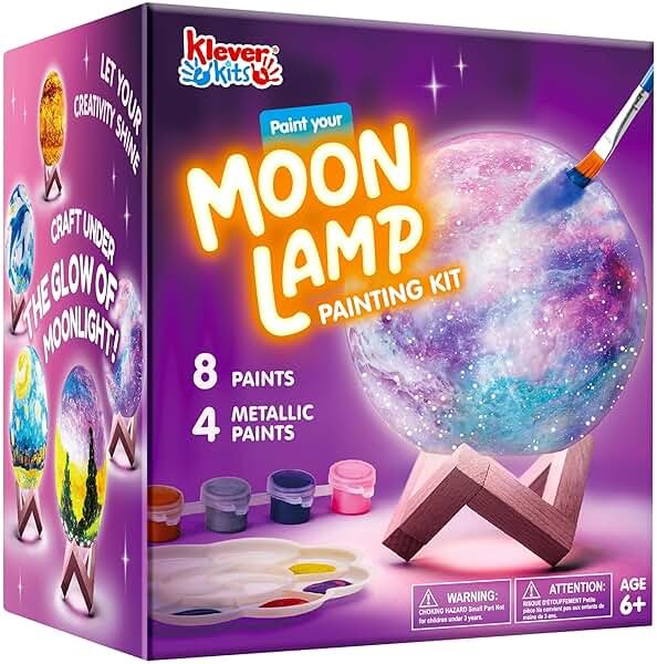 Klever Kits DIY 3D Moon Night Light, Paint Your Own Moon Lamp Kit Galaxy Lamp Arts and Crafts Kit, School Activities, Birthday Gifts for Kids Girls Boys - Product Image