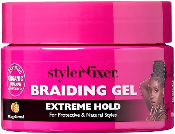 Red by Kiss Braiding Gel Extreme Hold Styler Fixer for Box Braids & Cornrows, Hydrating, Conditioning, Long-Lasting Frizz Control, 4C Moisturizing, Nourishing High Shine (1 fl. oz.) - Product Image