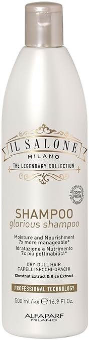 Il Salone Milano Glorious Moisturizing Shampoo for Dry Hair - Adds Shine and Softness to Dull Hair - Repairs and Protects - Professional Hydrating Shampoo - Made in Italy - Vegan (16.9 oz / 500ml) - Product Image