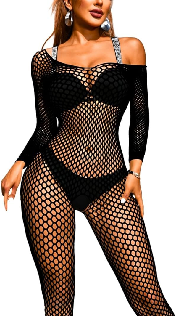 Kaei&Shi Fishnet Bodysuit, Rave Outfits, Backless Bodystocking - Product Image