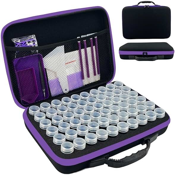 LIRUNQIU Diamond Painting Storage Containers, 60 Slots Diamond Art Accessories and Tools Kits Storage Box(Black) - Product Image