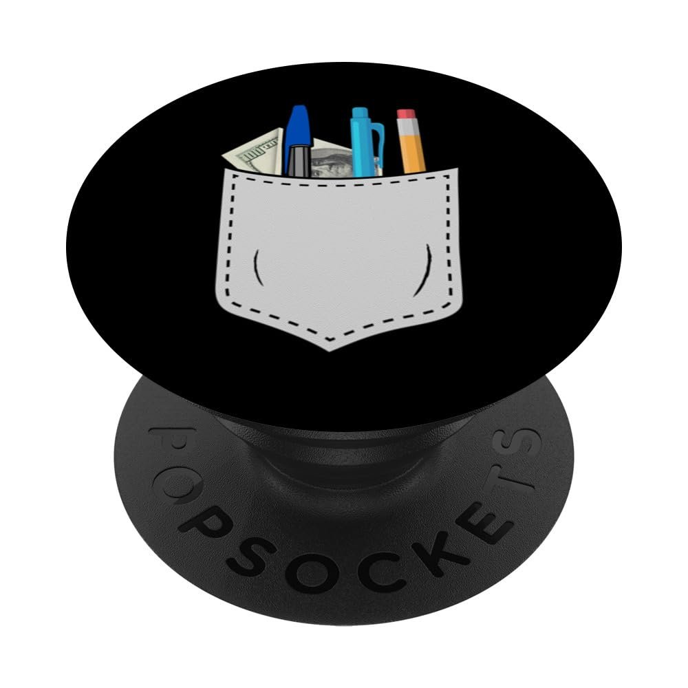 Fun Men's T-Shirt With Pocket Protector Pen Holder Gifts PopSockets Standard PopGrip - Product Image